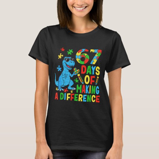 T-shirt Days Of Making A Difference Dinosaur Autism Teache (Devant)
