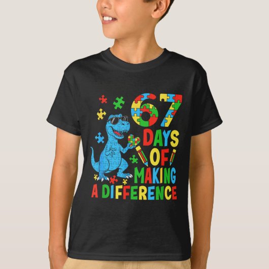 T-shirt Days Of Making A Difference Dinosaur Autism Teache (Devant)