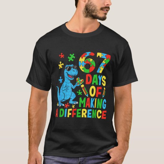 T-shirt Days Of Making A Difference Dinosaur Autism Teache (Devant)