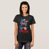 T-shirt DAYS of the WEEK 'THURSDAY' Messy Bun America Flag (Devant entier)