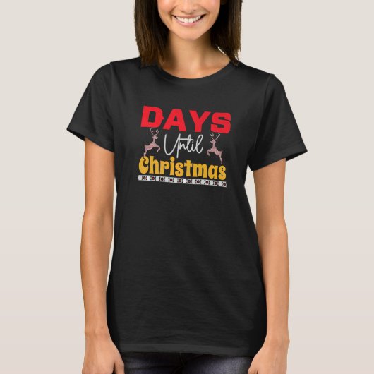 T-shirt Days until Christmas Santa Hat Xmas PJ costume   (Devant)