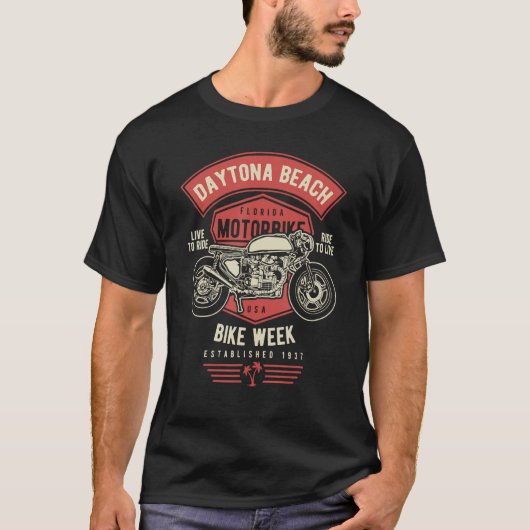 T-shirt Daytona Beach Bike Week Retro Motorcycle 2 (Devant)
