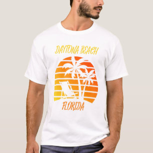 T-shirt Daytona Beach Floride Retro Coucher de soleil Palm