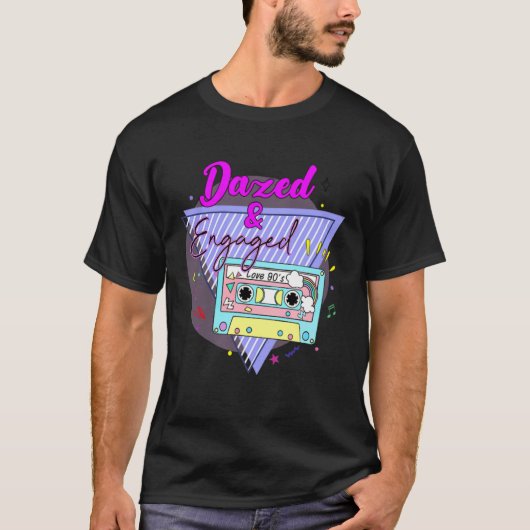 T-shirt Dazed Engaged Retro 90s Bride Groom Cassette Bache (Devant)