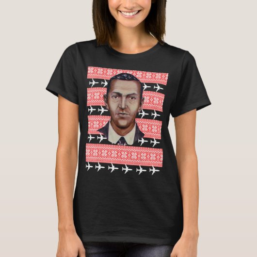 T-shirt DB Cooper Ugly Christmas Sweer High Jacker Plane (Devant)