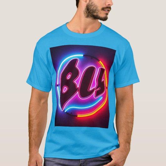 T-Shirt DC bleu Design Néon (Devant)