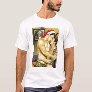 T-shirt de baiser de Père Noël (avant et dos)