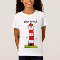 T-shirt de bande dessinée de phare pour le bateau