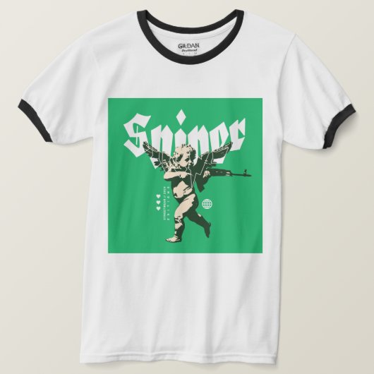T-Shirt de base à encolure contrastée pour hommes (Design devant)