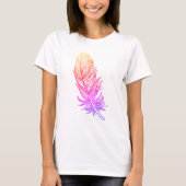 T-Shirt de base en plumes roses, blanc (Devant)
