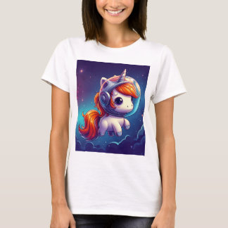 T-shirt de base féminin de l'astronaute Unicorn