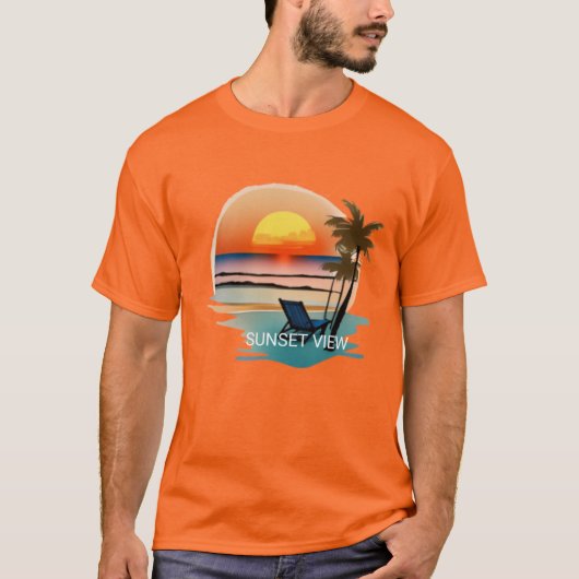 T-shirt de base orange foncé de l'homme. (Devant)