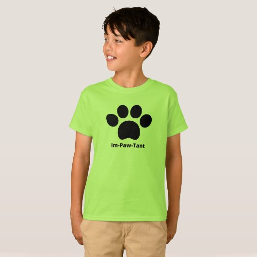 T-shirt de base pour enfants Im-Paw-Tant (Devant entier)