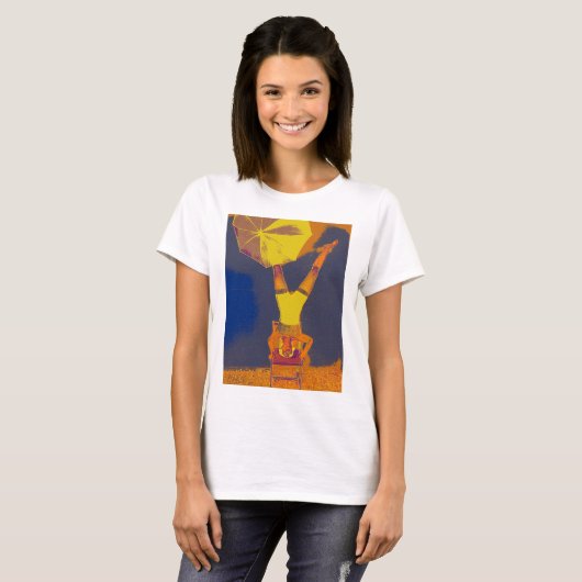 T-shirt de base pour femmes Acrobat Headstand Art, (Devant entier)