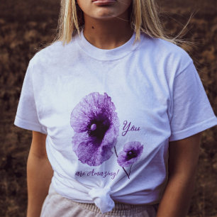 T-shirt de base pour femmes florales violet de tai