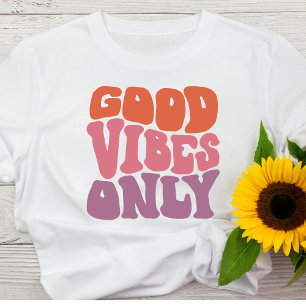 T-shirt de base pour femmes Good Vibes des années 
