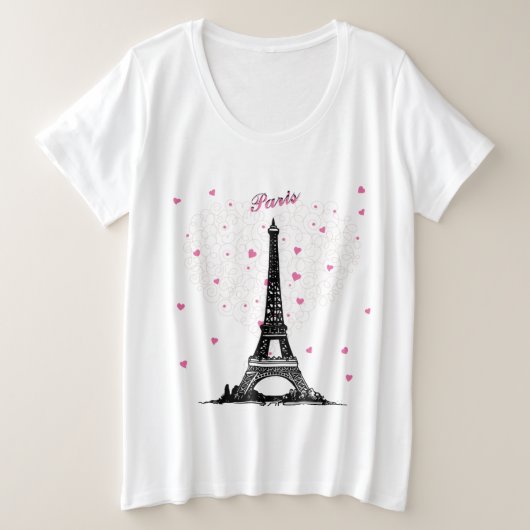 T-Shirt de base pour femmes plus de taille Paris (Design devant)