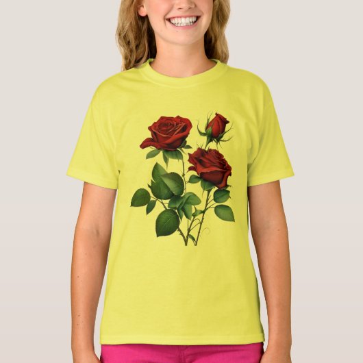 T-shirt de base pour filles Red Rose (Devant)