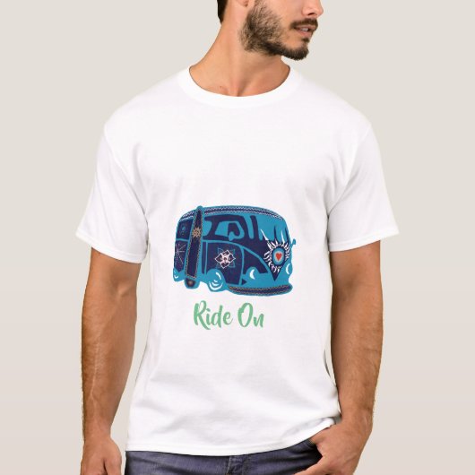 T-Shirt de base pour hommes, Balade en blanc sur V (Devant)