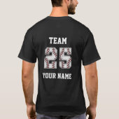 T-shirt de baseball 25 sur mesure (Dos)
