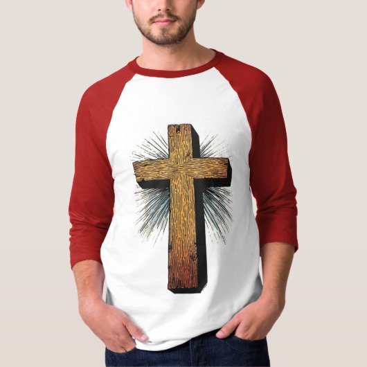 T-shirt de baseball à graphique de croix chrétienn (Devant)