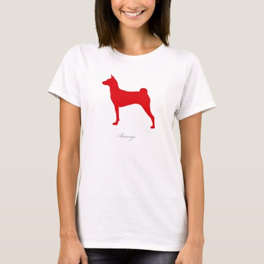 T-shirt de Basenji (silhouette rouge) (Devant)