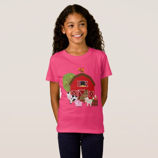 T-shirt de basse-cour de ferme de filles (Devant entier)