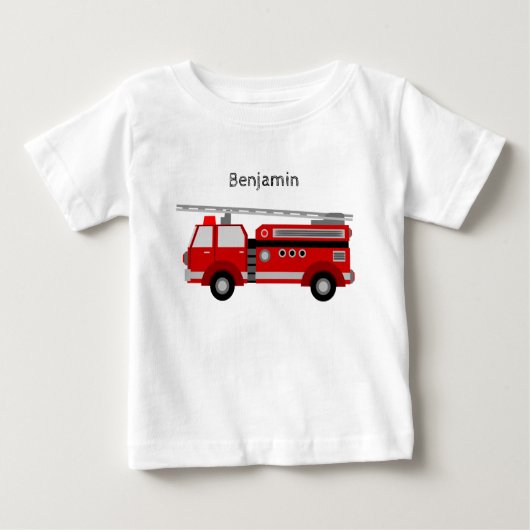 T-shirt de bébé avec le camion de pompiers et le (Devant)
