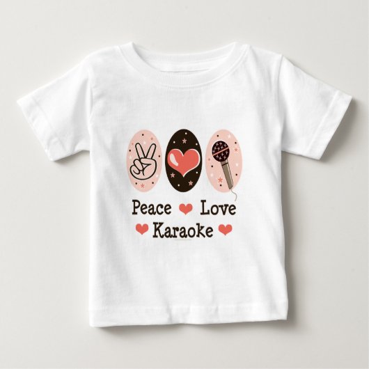 T-shirt de bébé de karaoke d'amour de paix (Devant)