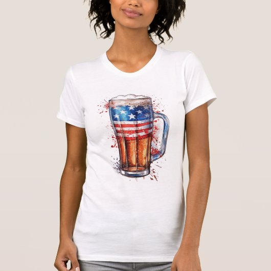T-shirt de bière patriotique amusante (Devant)