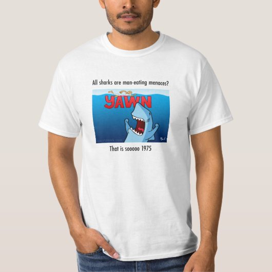 T-shirt de blanc de BÂILLEMENT de Shaaark (Devant)