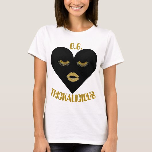 T-shirt de blanc de coeur de Thickalicious BL des (Devant)