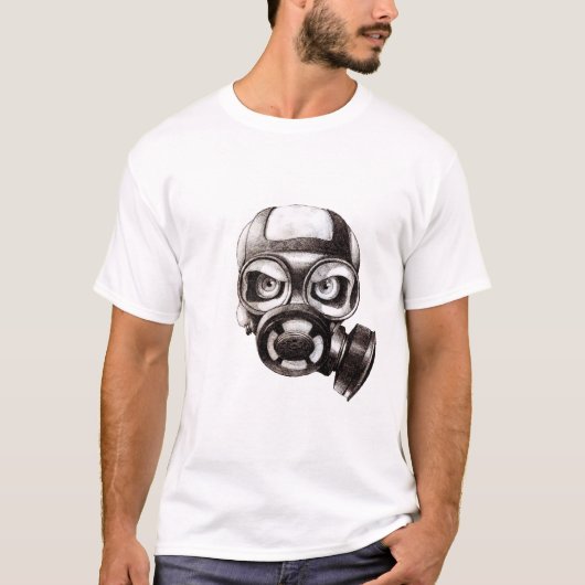 T-shirt de blanc de masque de crâne (Devant)