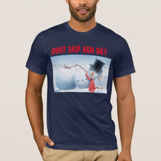 T-shirt de bleu de jour de bras de bonhomme de