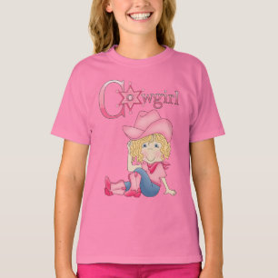 T-shirt de blonde de cow-girl d'amusement de pays