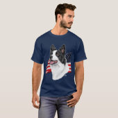 T-shirt de border collie et de drapeau (Devant entier)