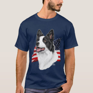 T-shirt de border collie et de drapeau
