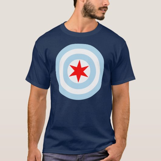 T-shirt de bouclier de drapeau de Chicago (Devant)