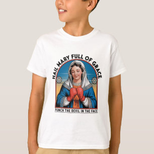 T-shirt de boxe religieuse Marie drôle de coup de