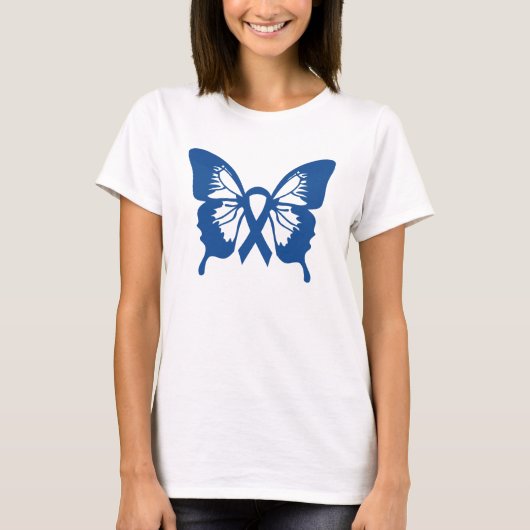 T-shirt de cancer du colon avec le papillon et le (Devant)