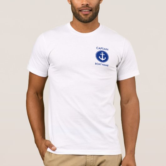 T-shirt de capitaine Nautical Blue Anchor (Devant)