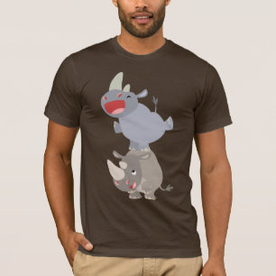T-Shirt de caricature en rhinocéros mignon Leapfro
