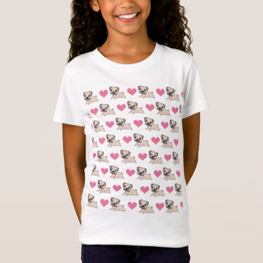 T-shirt de carlins d'amour de filles (Devant)