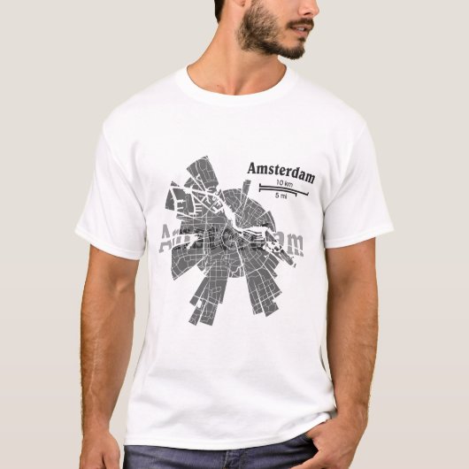 T-shirt de carte d'Amsterdam (Devant)