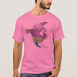 T-SHIRT DE CARTE DE L'AMÉRIQUE DU NORD