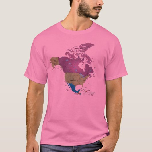 T-SHIRT DE CARTE DE L'AMÉRIQUE DU NORD (Devant)