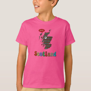 T-shirt de carte de l'Ecosse de tartan oui