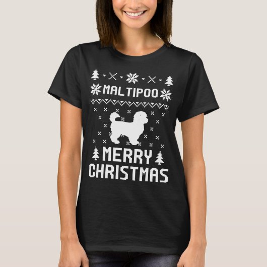 T-shirt de chandails de Joyeux Noël de MALTIPOO (Devant)