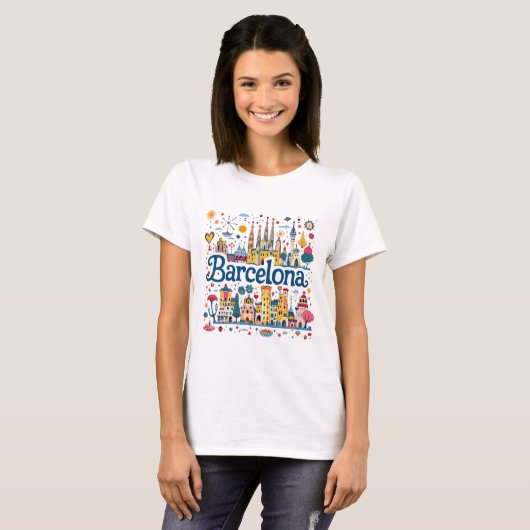 T-shirt de charme de Barcelone (Devant entier)