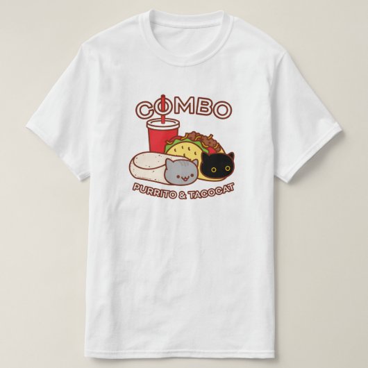 T-Shirt de chat amusant - PURRITO & TACO CAT Combo (Design devant)
